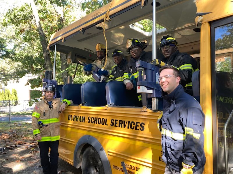 Durham School Services Donates Bus to Gordon Heights Fire Department in New York for Extrication Drills and Tool Demonstrations