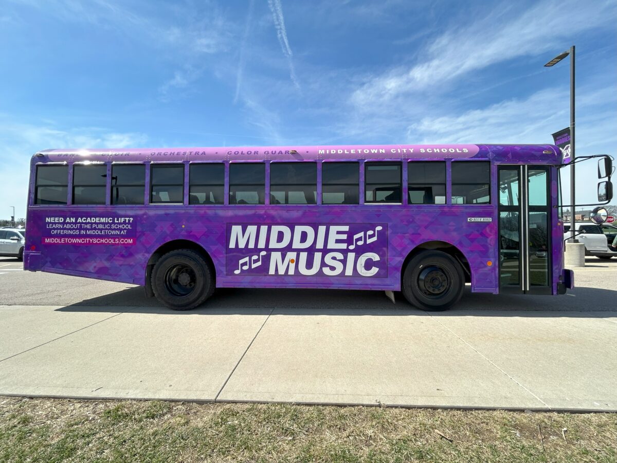Petermann Bus Donates One of a Kind “Middie Music Bus” to Middletown City Schools for Student Competitions and Community Events